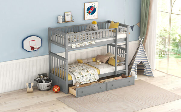 etagenbetten-kinder-90x200-mit-trundle-bettkasten – Bild 2